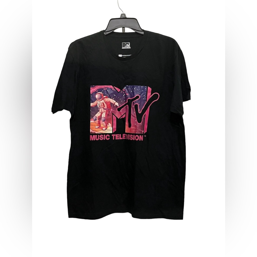 MTV Viacom International Moon Man Logo Black Unisex T-Shirt